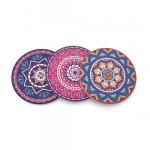 Stocked sublimation mandala pattern heat insulated ceramic cup coaster with cork back  - 副本