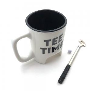 Creative Gift Tabletop Custom Logo Ceramic Golf Coffee Mug Ceramic Golf Tee Mug with pen