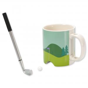 Creative Gift Tabletop Custom Logo Ceramic Golf Coffee Mug Ceramic Golf Tee Mug for promotional 