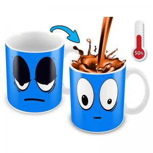 Funny emoji heat sensitive magic ceramic coffee mug porcelain cup