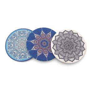 Mandala design sublimation heat insulated custom ceramic cup coaster set 