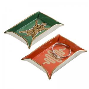 Retro style sublimation handmade ceramic ring trinket dish jewelry tray