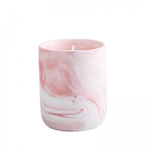 Pink marbled home decorative ceramic candle cup holder aromatherapy candle making jar 