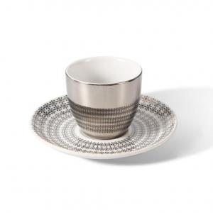 Plated mini ceramic Italian espresso coffee cup and saucer set for decoration 