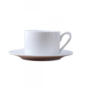 Brief white ceramic espresso coffee cup and saucer set for afternoon tea 