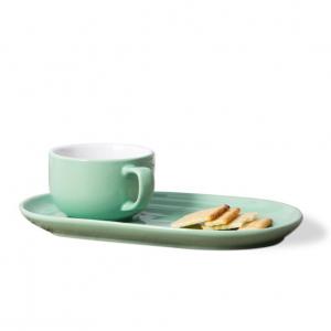 High quality pure colour ceramic espresso coffee cup and cookie saucer set