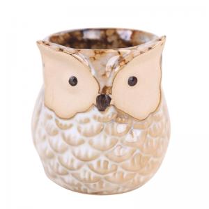 Cute owl design small desktop ceramic flower pots planters 