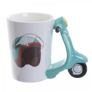 Novelty 3D cartoon motorcycle design ceramic tea coffee mugs 