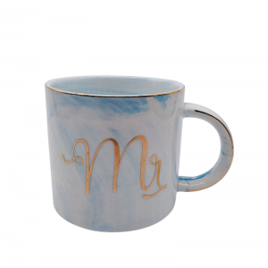 Marbled nordic style ceramic cup coffee mug with plated logo 