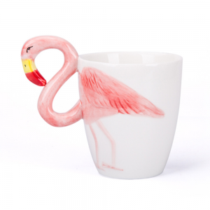 Creative 3D animal flamingo ceramic water glass porcelain coffee mug 