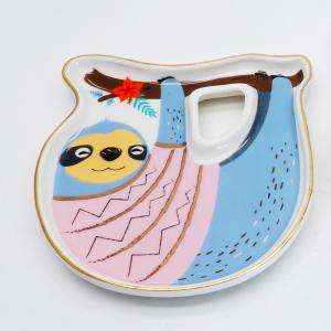 Novelty cartoon sloth pattern ceramic ring trinket dish jewelry display tray 