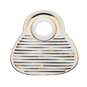 Creative handbag design plated ceramic ring trinket dish jewelry display tray 