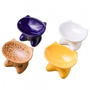 Wholesale eco-friendly ceramic pet drinking eating food bowl ceramic cat face bowl 