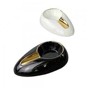 Modern custom logo mini ceramic cigar smoking ashtray round porcelain ashtray 