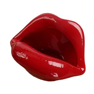 Creative ceramic crafts lip shape cigar smoking ashtray 