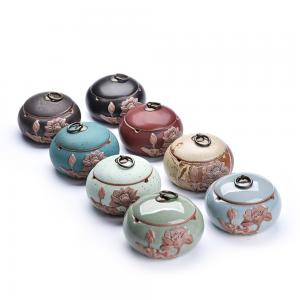 Chinese style creative lotus ashtray custom logo ceramic ashtray with lid 