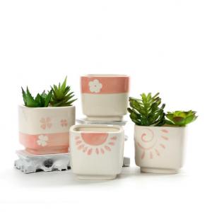 Japanese style hand painting indoor small ceramic flower pots planters 