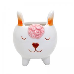 Cute animal design white cheap small ceramic flower pots planters 