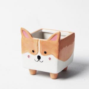 Cute dog shape small china ceramic flower pots planters 