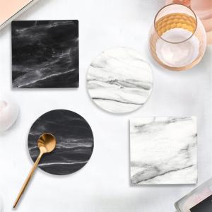 Hot sale nodic style marbled octagonal white ceramic coffee tea coasters 