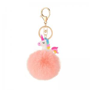 Unicorn fur bal keychain